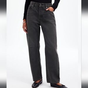 NWT Madewell The Darted Barrel Leg Jeans Black Olenda Wash Rigid Size 28